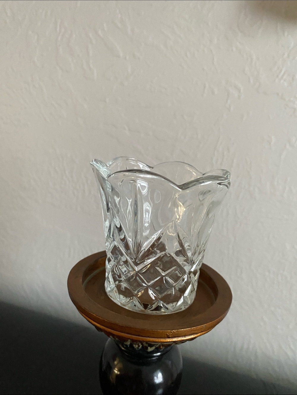 Vintage Home Interiors Clear Glass Cut Bell Candle Covers - Clear set of 2.